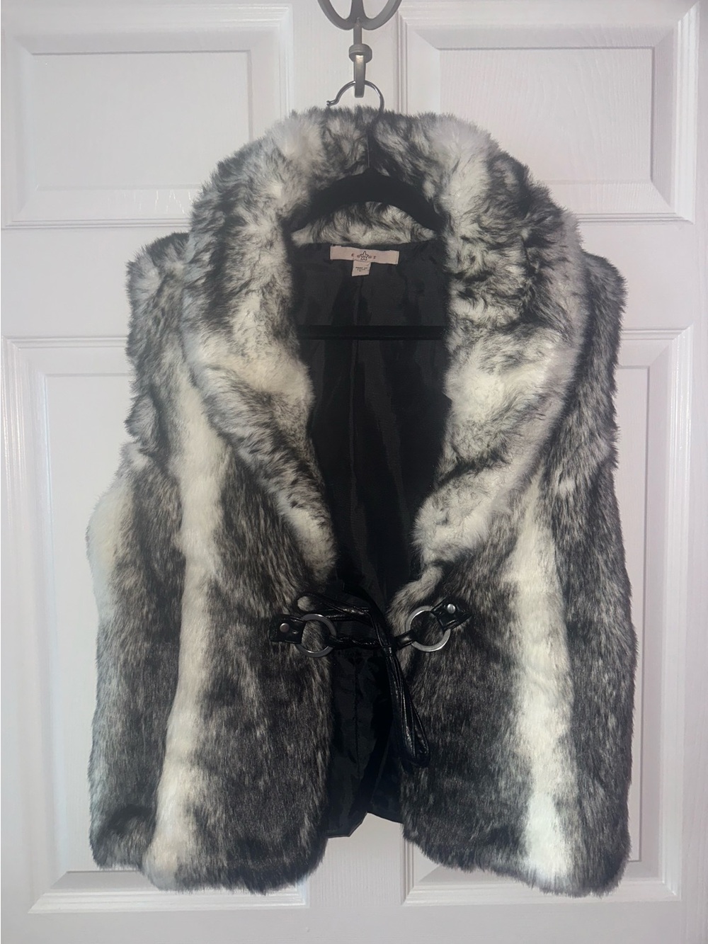 Fever Women's Faux Fur Teddy Jacket in Gray and White